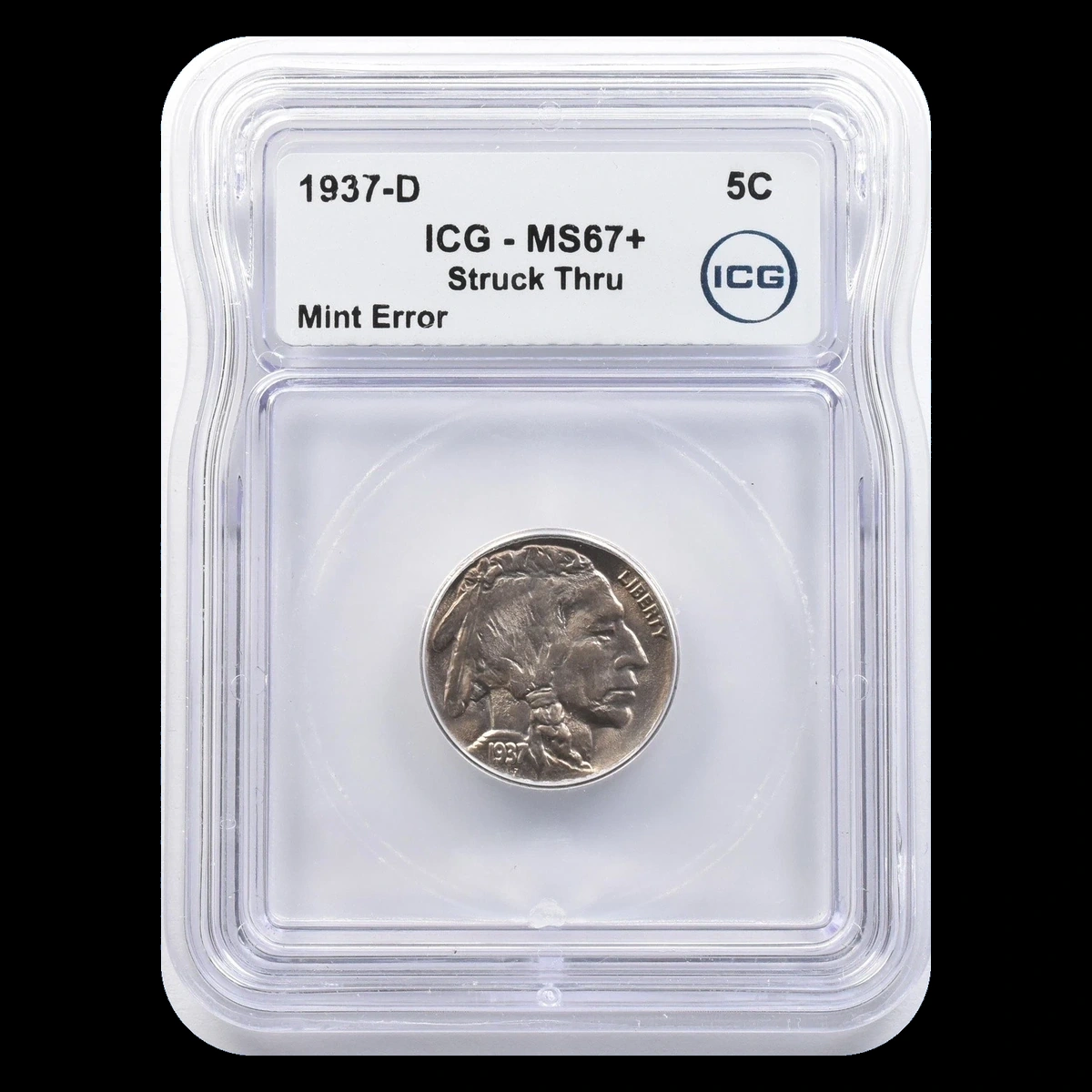 1937 Buffalo Nickel: Struck-Through Error