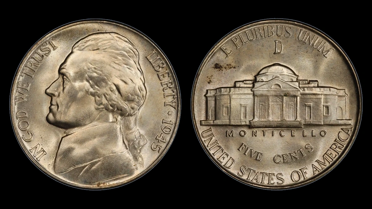 1945 Jefferson Nickel: Repunched Mintmark