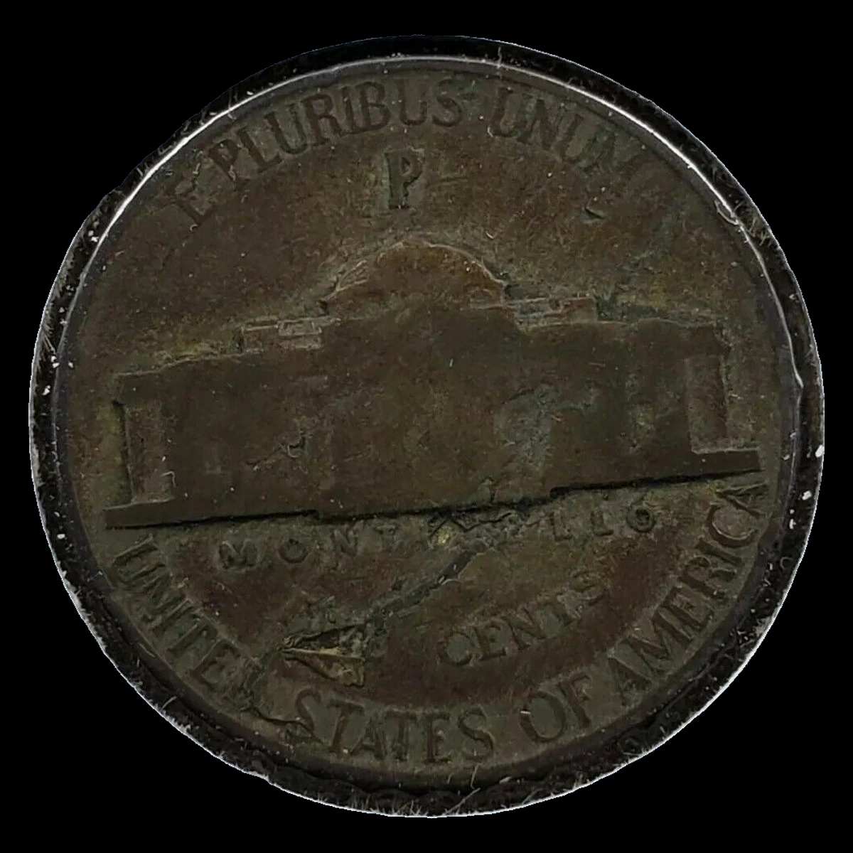 1945 Jefferson Nickel: Lamination / Split Planchet
