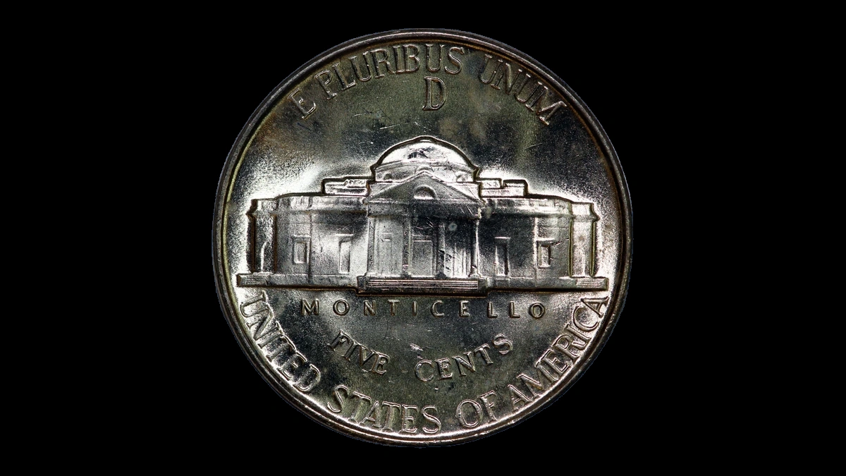 1945 Jefferson Nickel: Die Crack / Die Chip