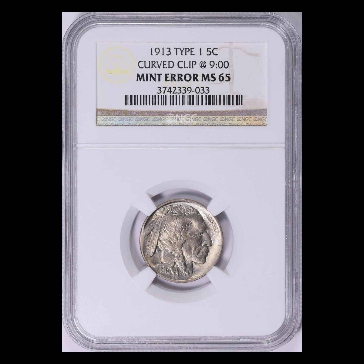 1913 Buffalo Nickel: Clipped Planchet
