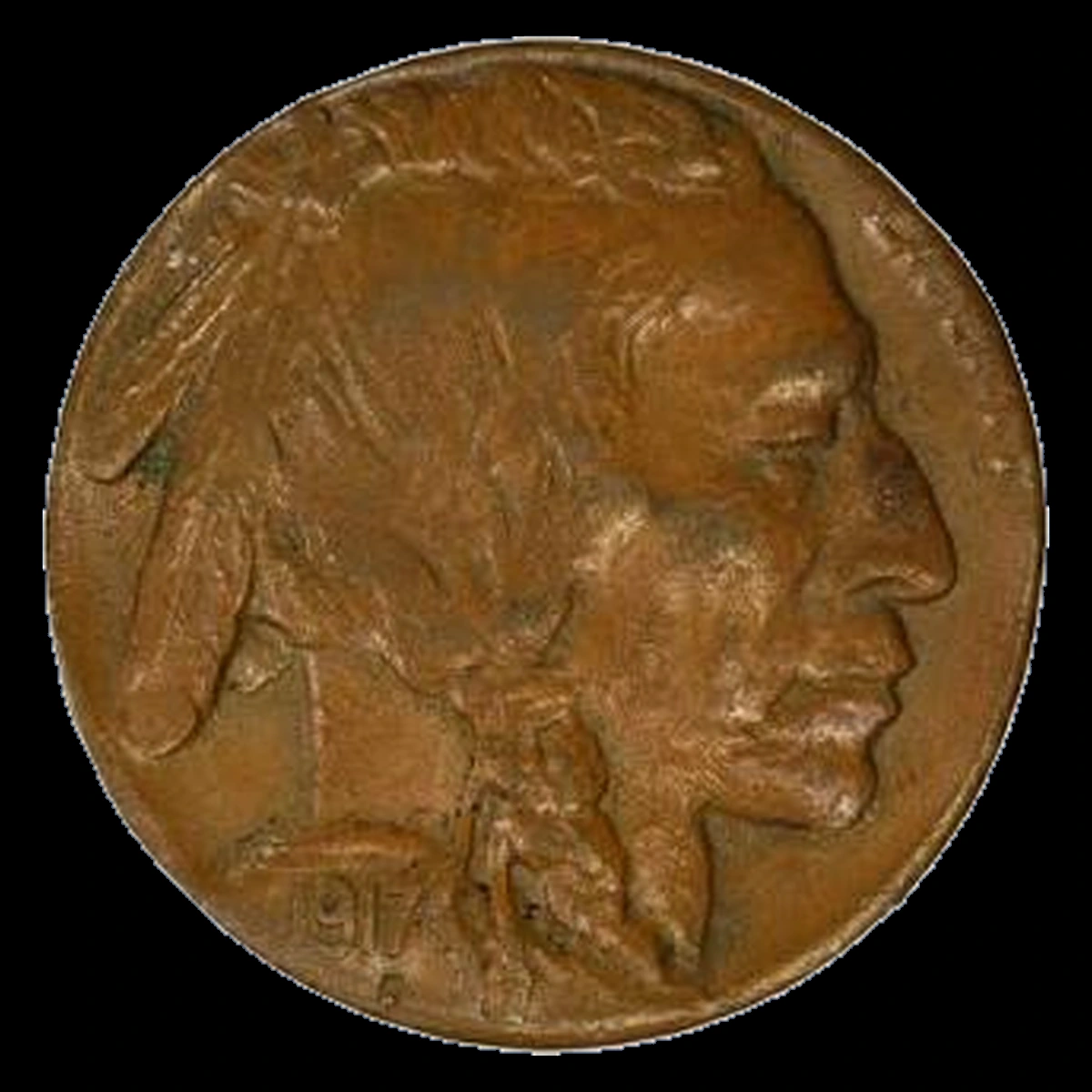 1917 Buffalo Nickel: Wrong Planchet / Off-Metal Strike