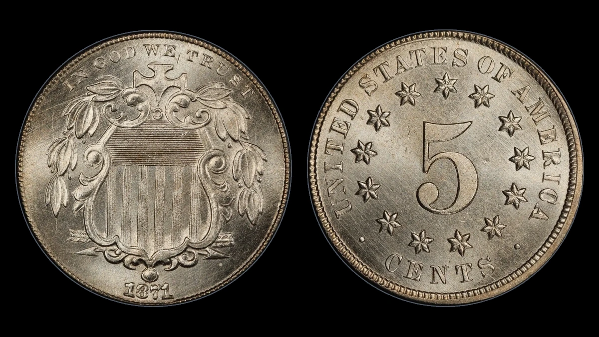 1871 Shield Nickel: Repunched Date