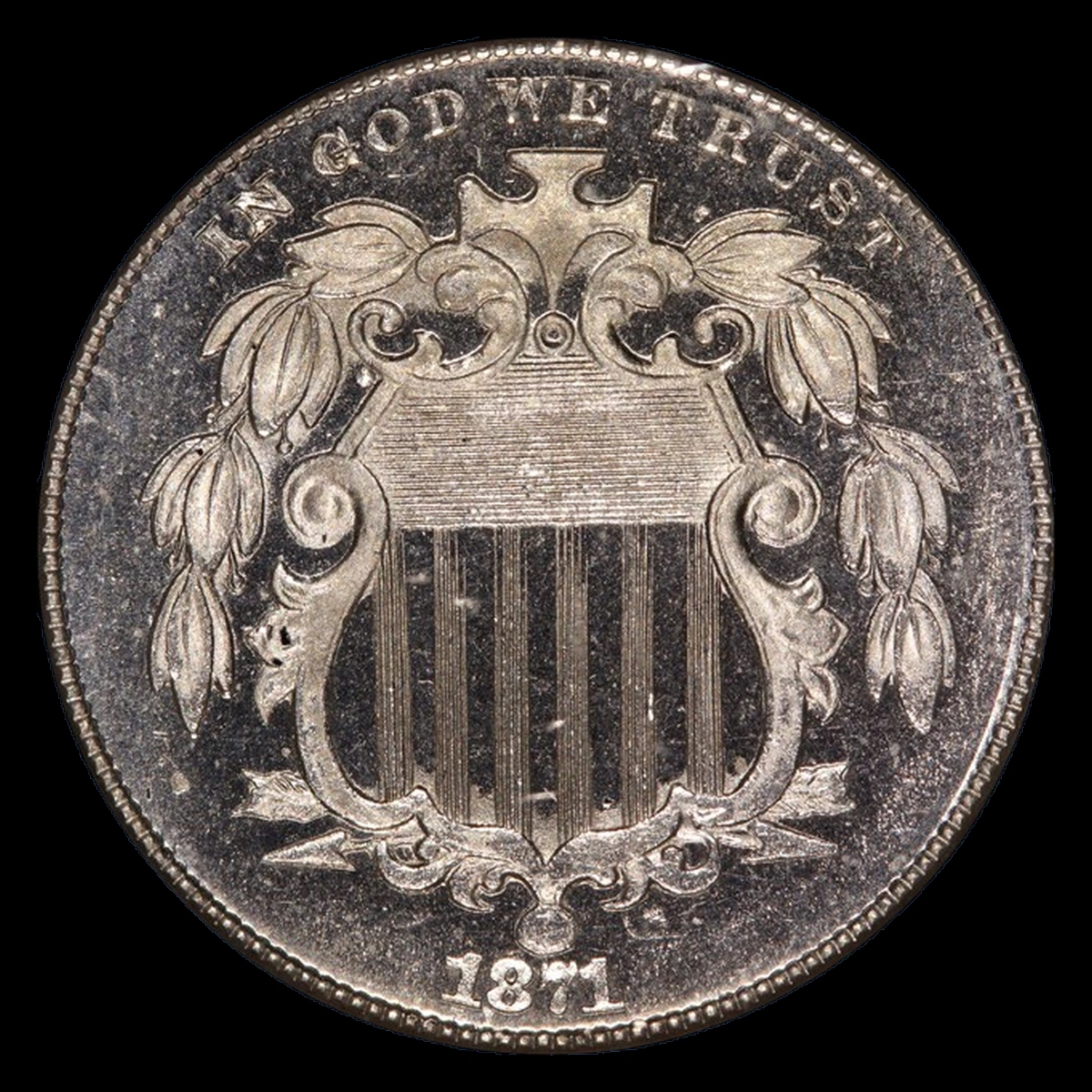 1871 Shield Nickel: Planchet Flaw