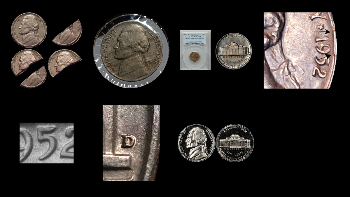 1952 Nickel Errors — error coin photographs