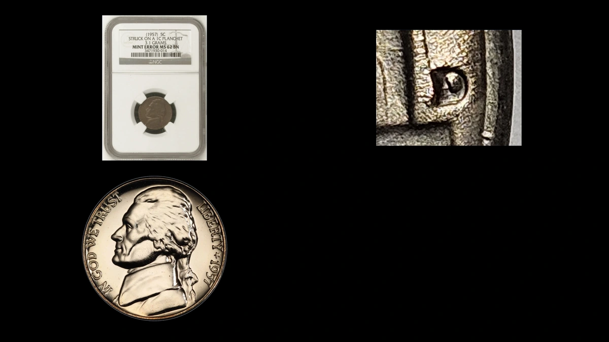 1957 Nickel Errors — error coin photographs