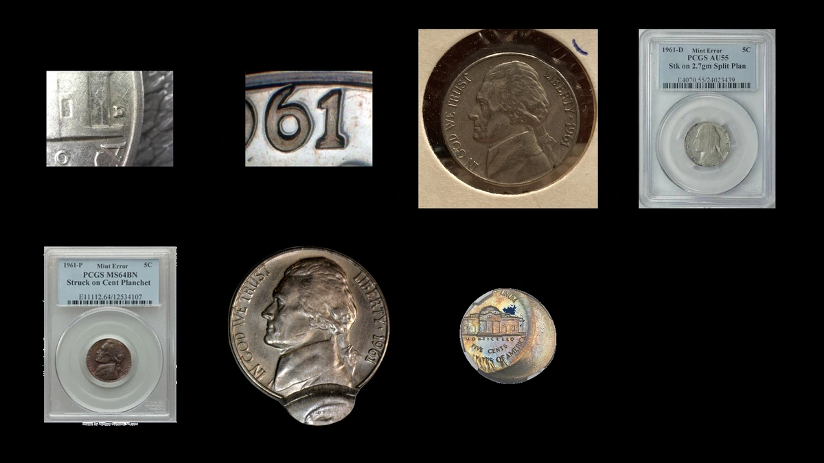 1961 Nickel Errors — error coin photographs