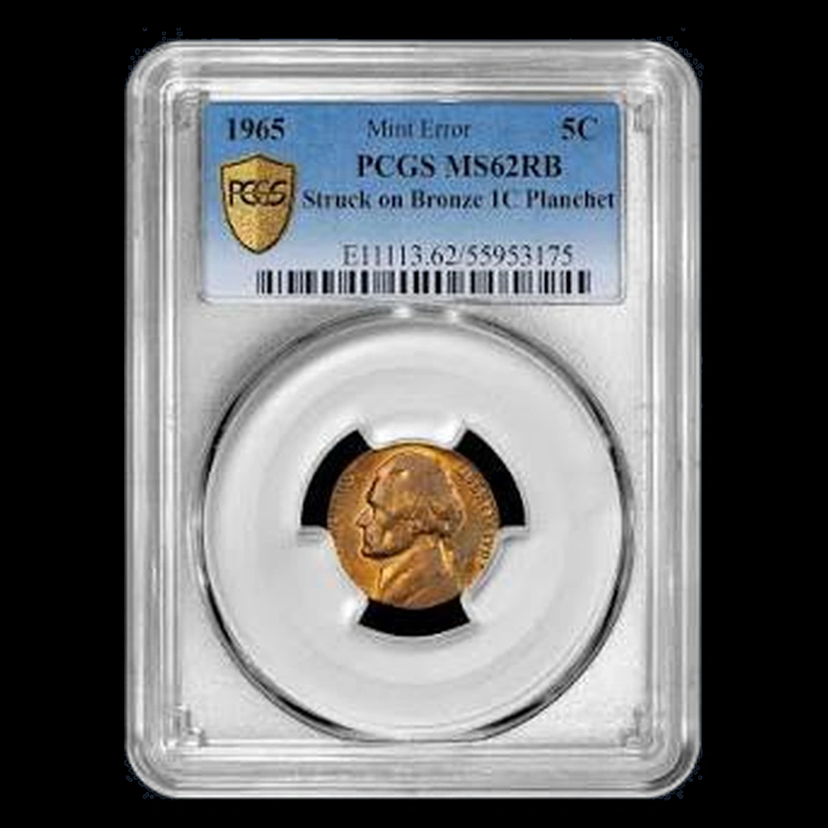 1965 Jefferson Nickel: Struck on a Cent Planchet