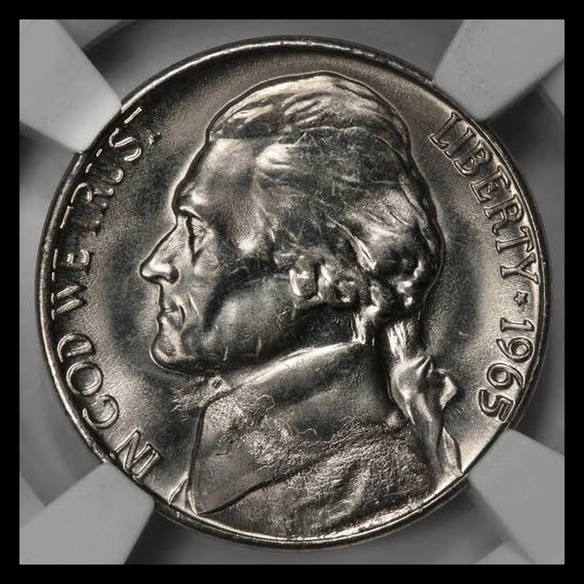 1965 Jefferson Nickel: Struck Through