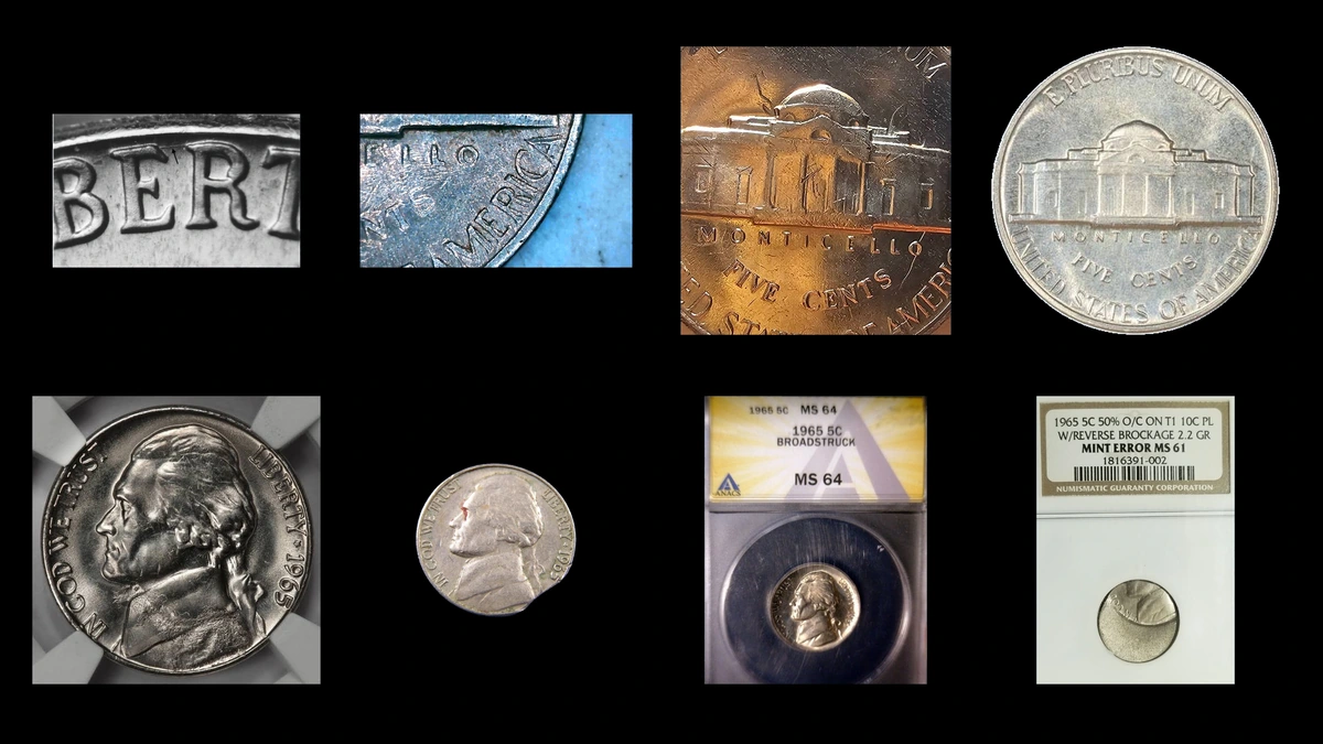 1965 Nickel Errors — error coin photographs