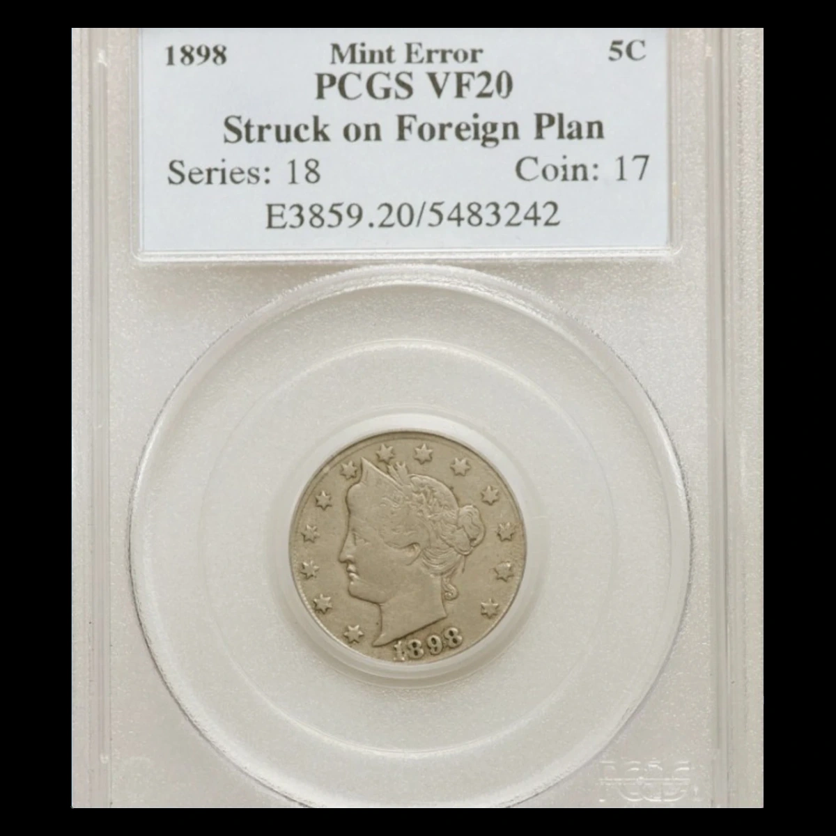 1898 Liberty Nickel: Wrong Planchet / Off-Metal Strike