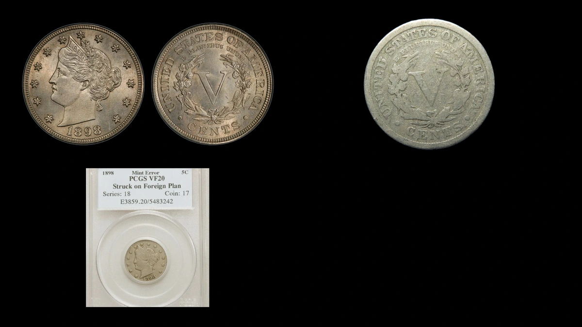 1898 Nickel Errors — error coin photographs
