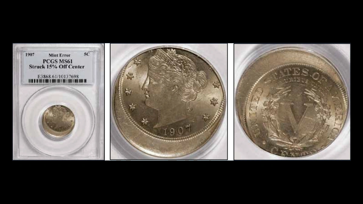 1907 Liberty Nickel: Off-Center Strike