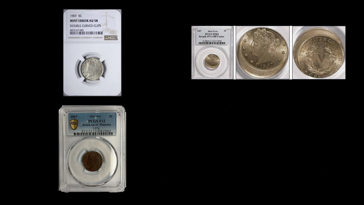 1907 Nickel Errors — error coin photographs