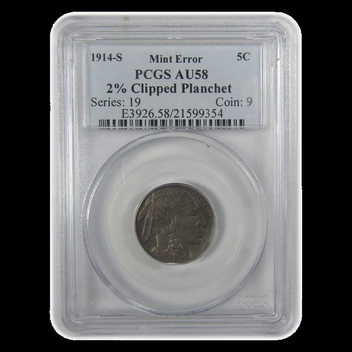 1914 Buffalo Nickel: Clipped Planchet