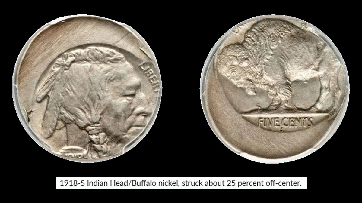 1918 Buffalo Nickel: Off-Center Strike