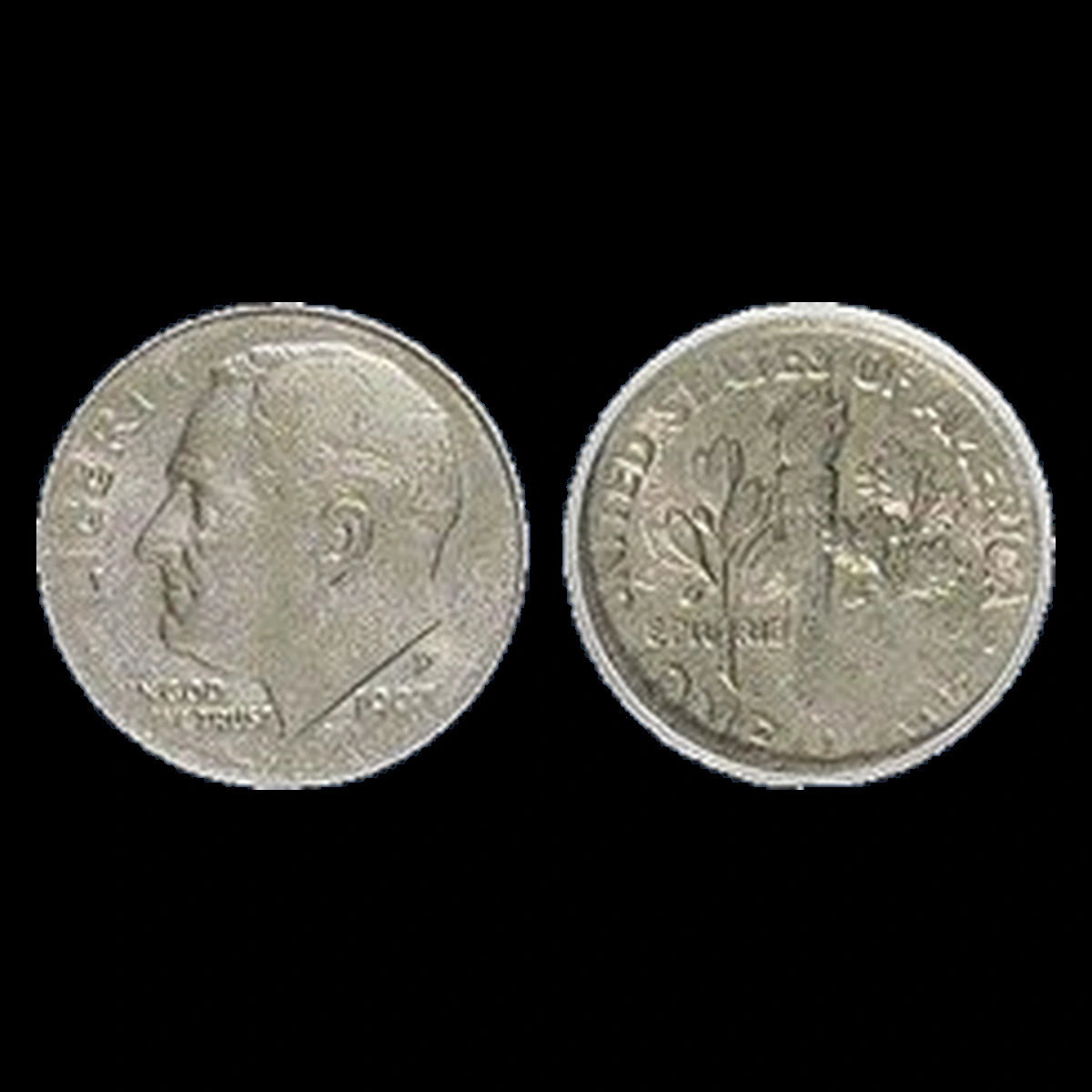 1997 Roosevelt Dime: unusual solid copper-nickel blank
