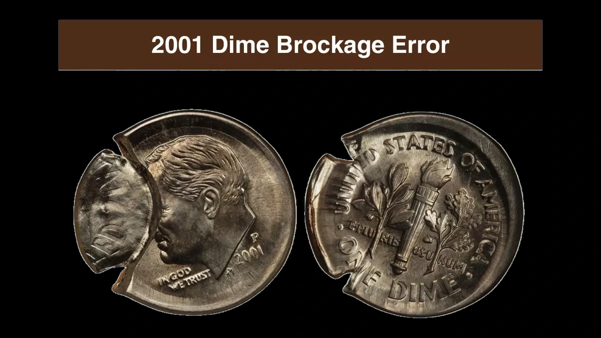 2001 Roosevelt Dime: Brockage