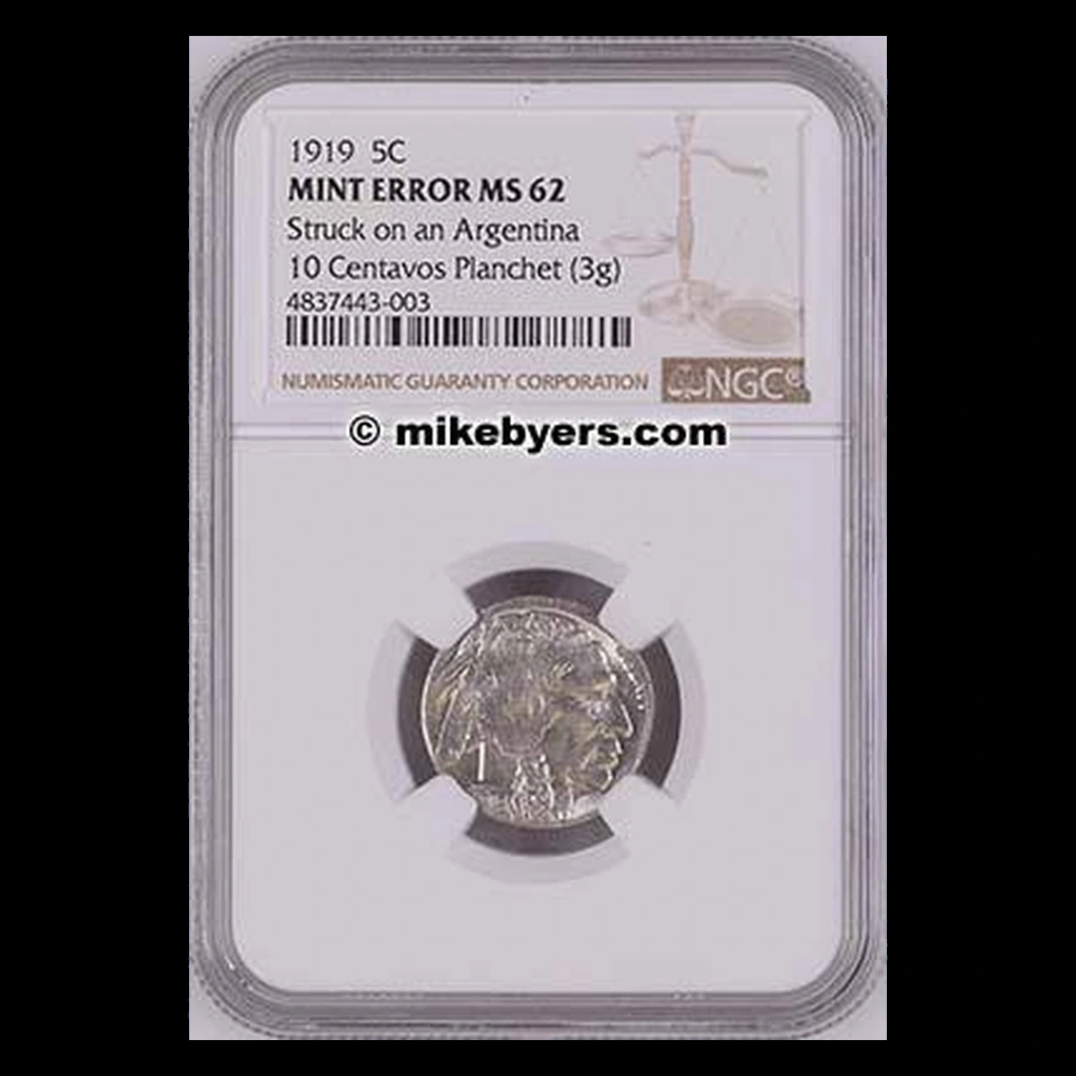 1919 Buffalo Nickel: Wrong Planchet