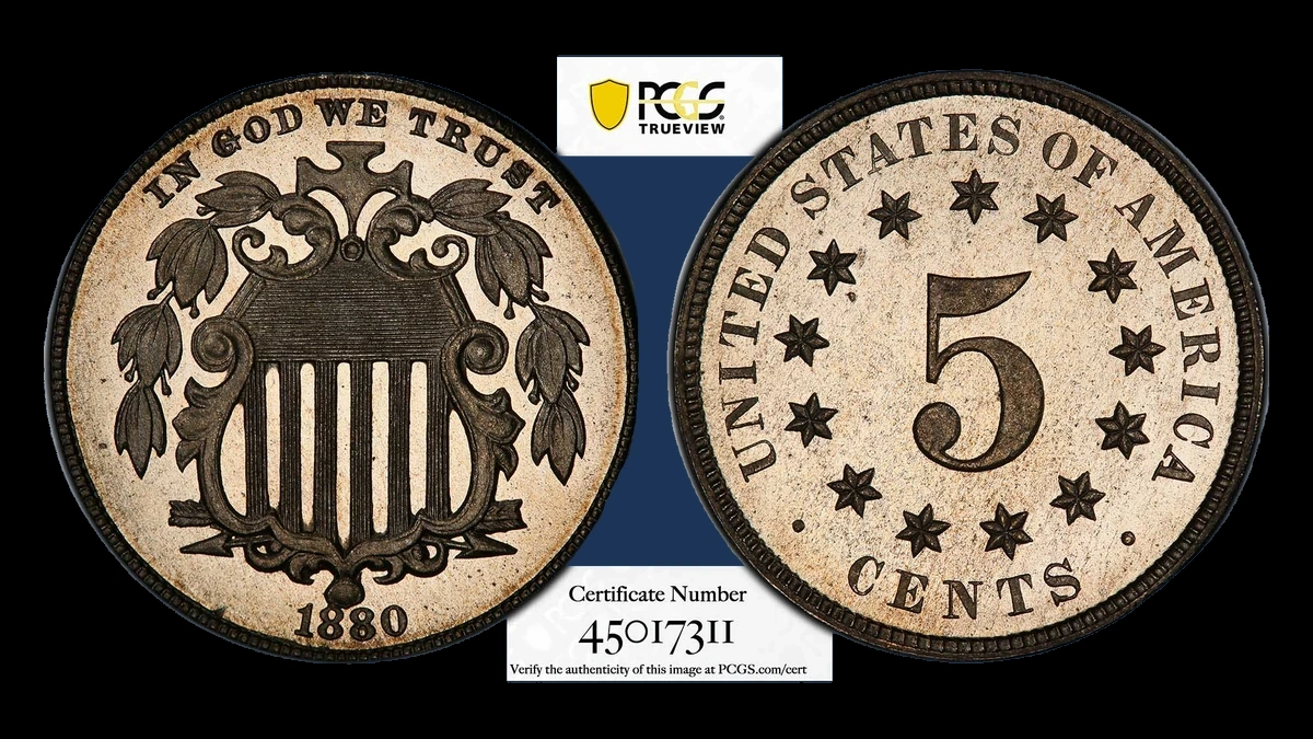 1880 Shield Nickel: Repunched Design