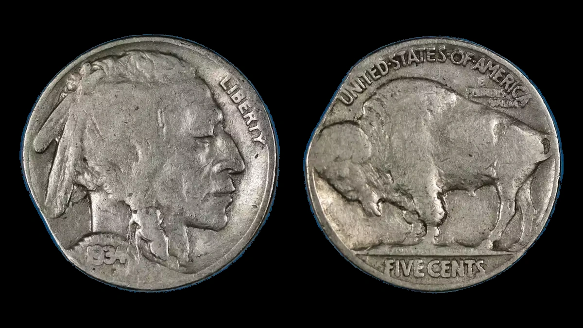 1934 Buffalo Nickel: Clipped Planchet