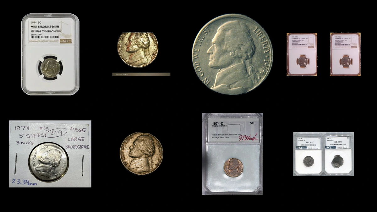 1974 Nickel Errors — error coin photographs