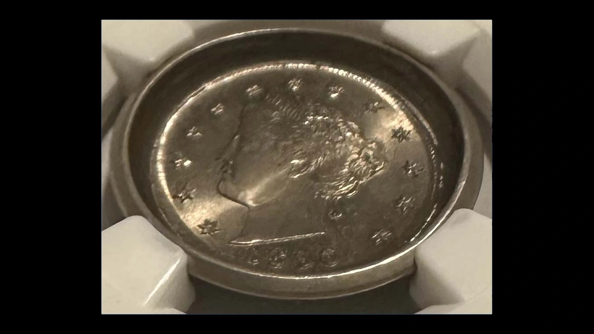 1896 Liberty Nickel: Obverse Die Cap with Flip-Over Double Strike