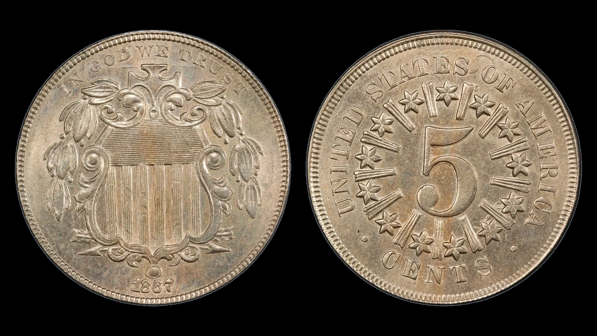 1867 Shield Nickel: Clashed Dies