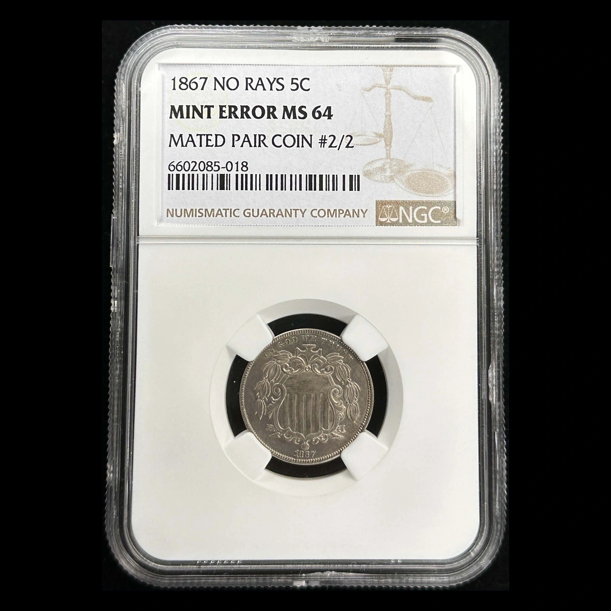 1867 Shield Nickel: Mated Pair
