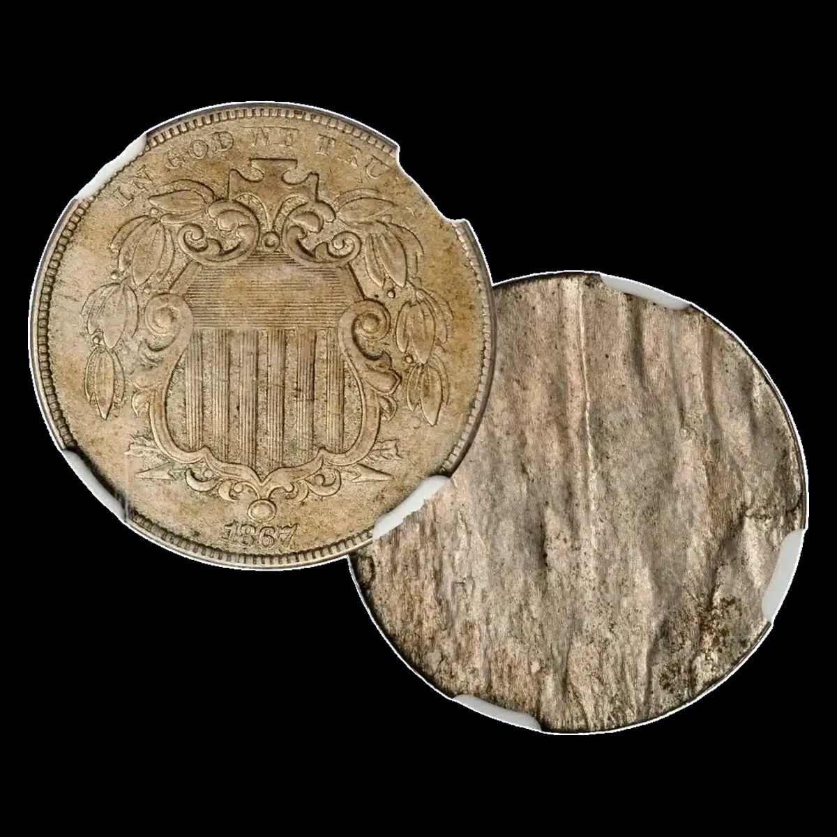 1867 Shield Nickel: Split Planchet