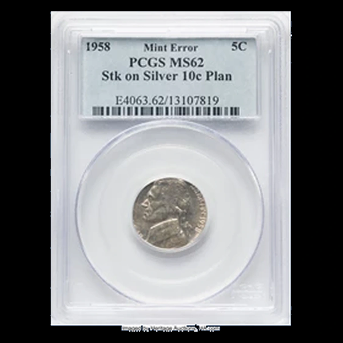 1958 Jefferson Nickel: Struck on a silver dime planchet