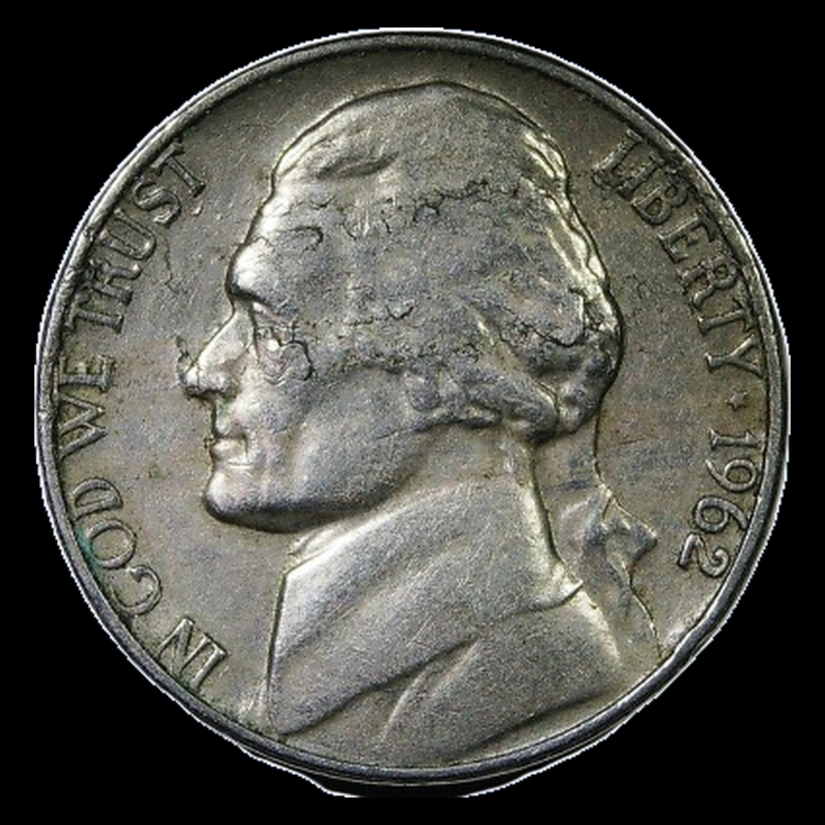 1962 Jefferson Nickel: Lamination / Split Planchet