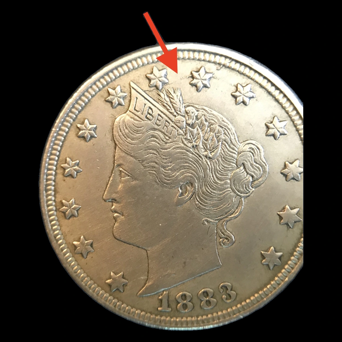 1883 Liberty Nickel: Die Crack