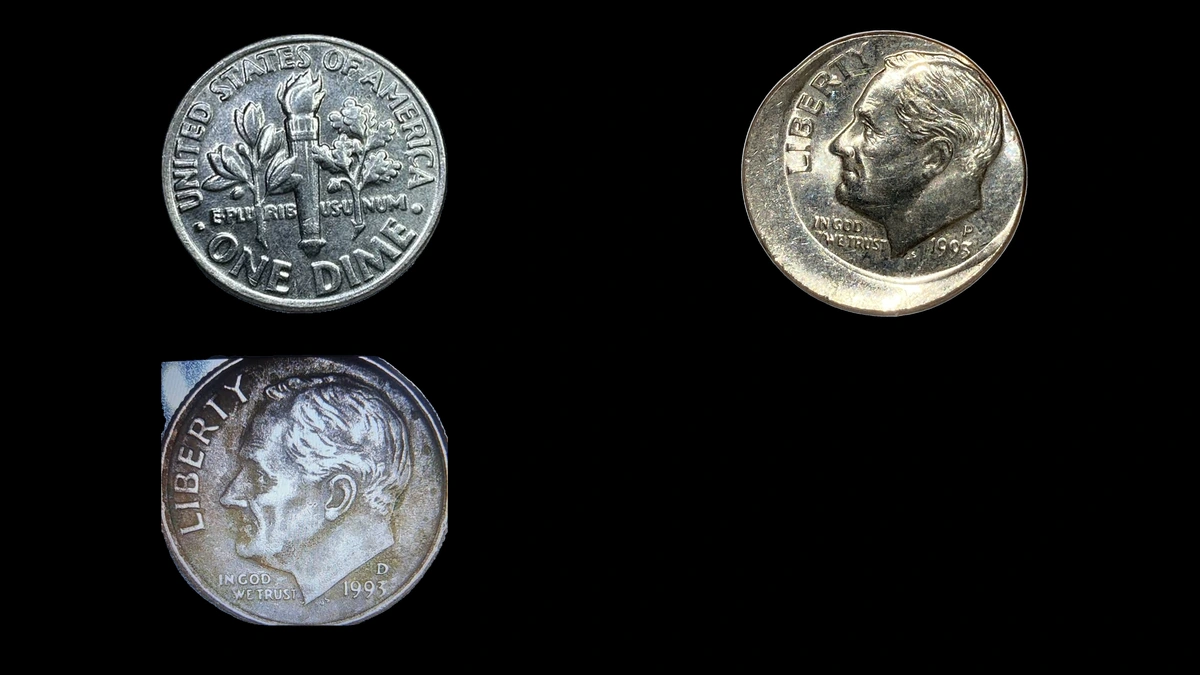 1993 Dime Errors — error coin photographs