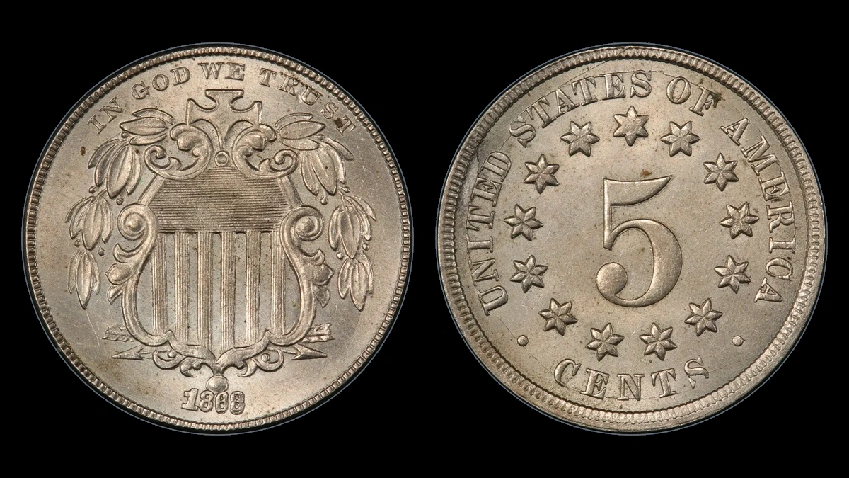 1868 Shield Nickel: Repunched Date