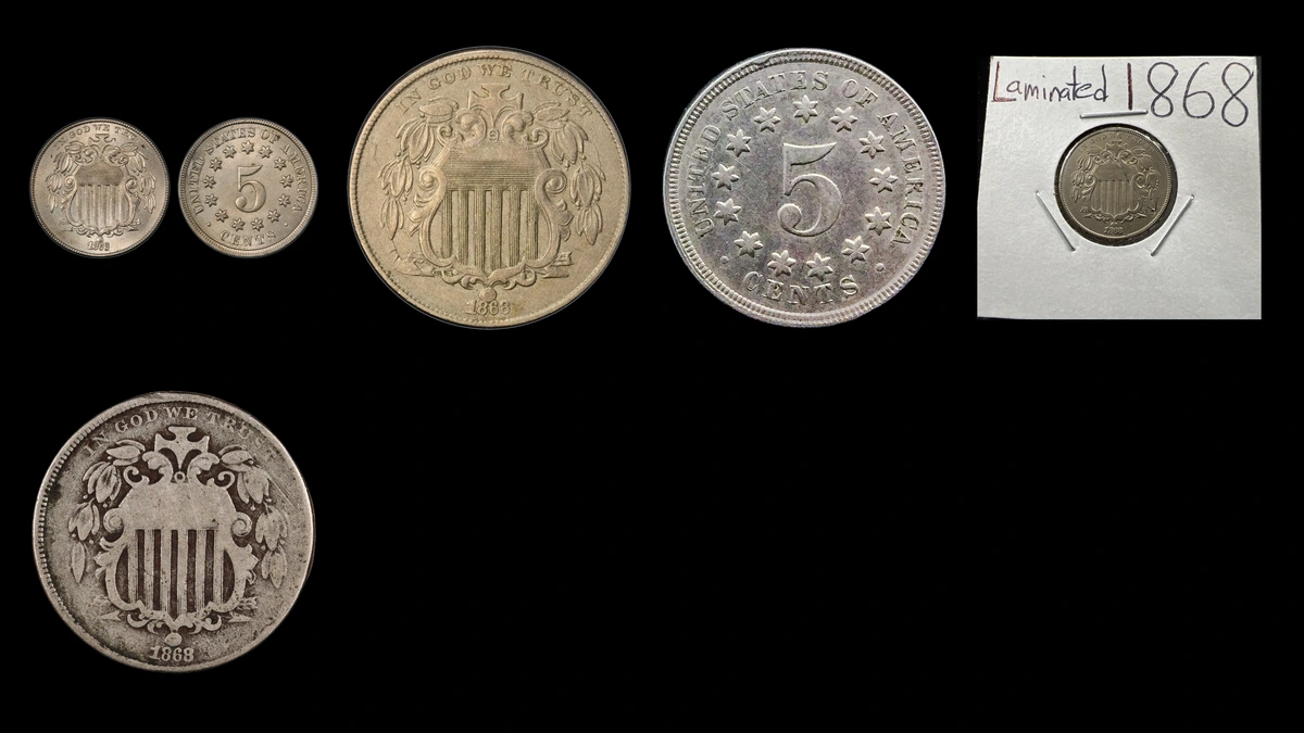 1868 Nickel Errors — error coin photographs
