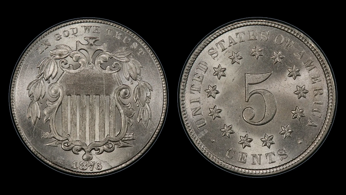 1876 Shield Nickel: Bleeder Shield-Line Variety