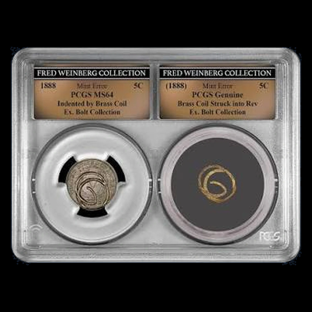 1888 Liberty Nickel: impression from a brass coil
