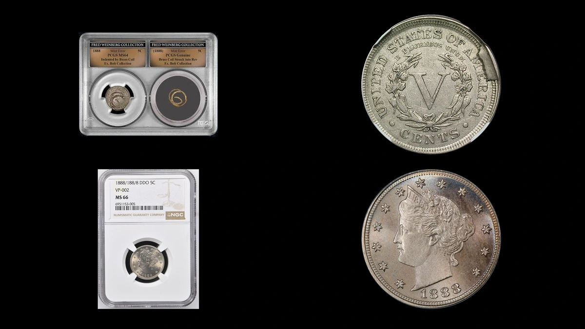 1888 Nickel Errors — error coin photographs