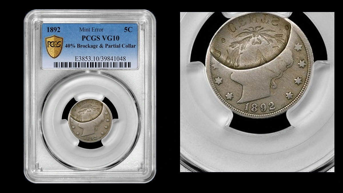 1892 Liberty Nickel: Partial Brockage with Partial Collar