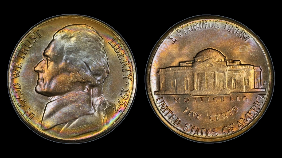 1954 Jefferson Nickel: S over D mintmark