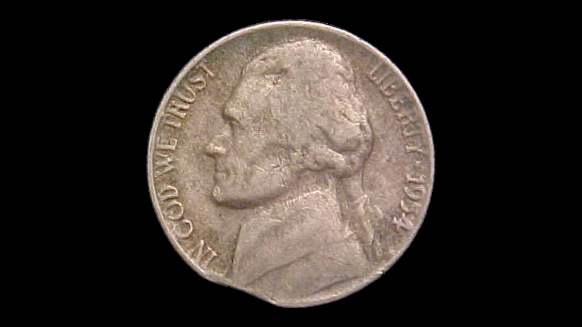 1954 Jefferson Nickel: Clipped Planchet