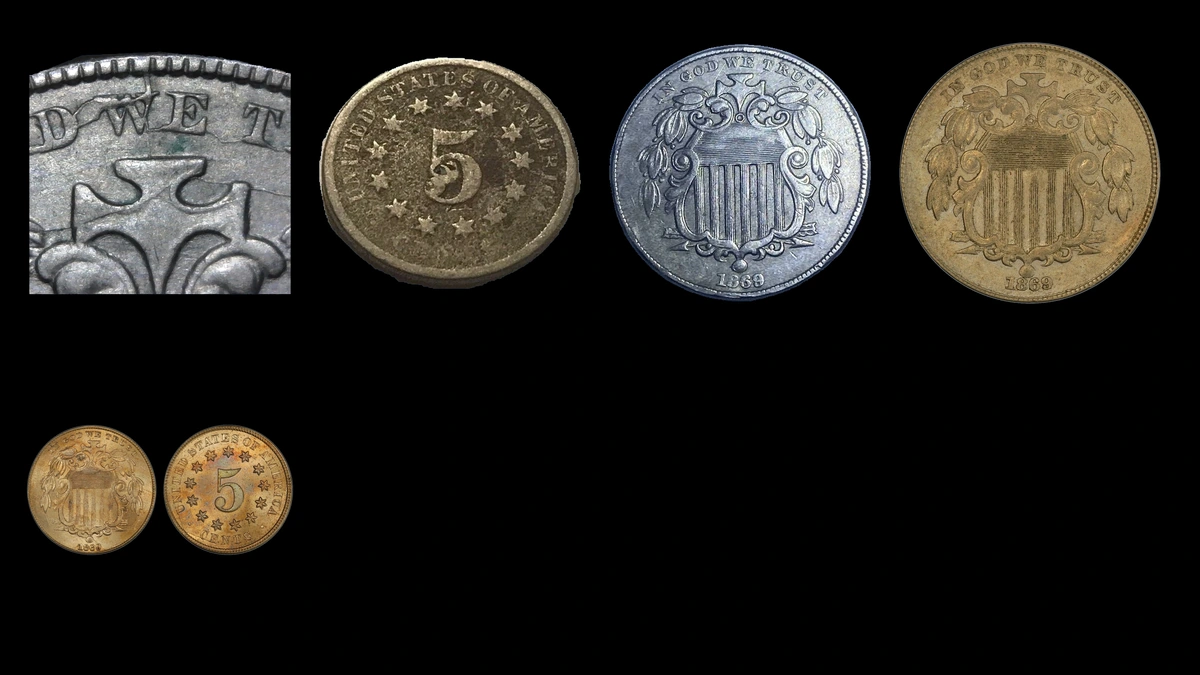 1869 Nickel Errors — error coin photographs