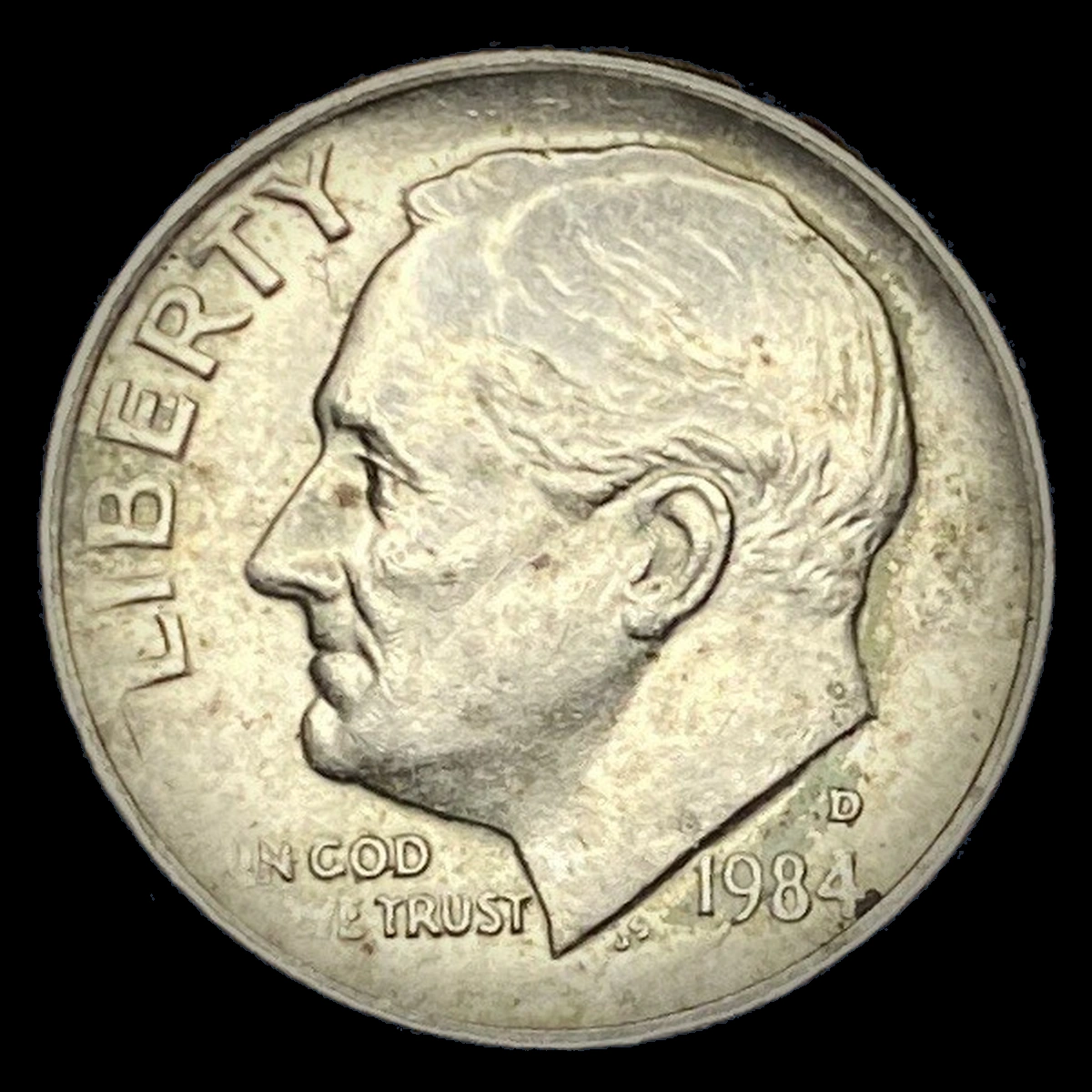 1984 Roosevelt Dime: Obverse Strike-Through