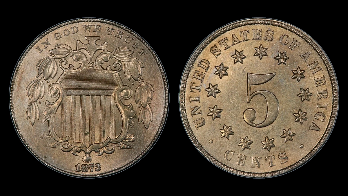 1873 Shield Nickel: Repunched Date
