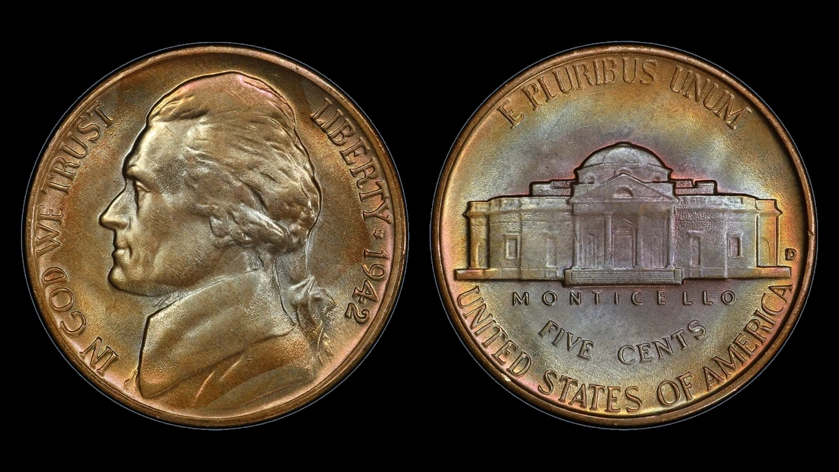 1942 Jefferson Nickel: D over horizontal D