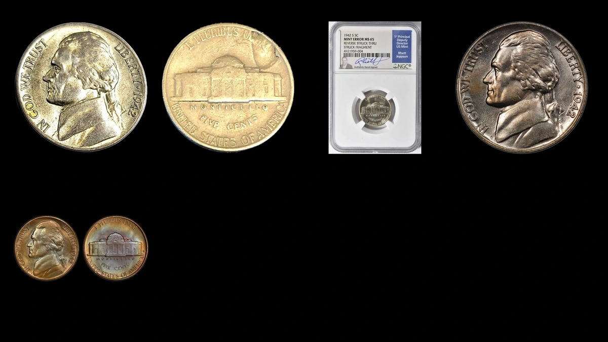 1942 Nickel Errors — error coin photographs