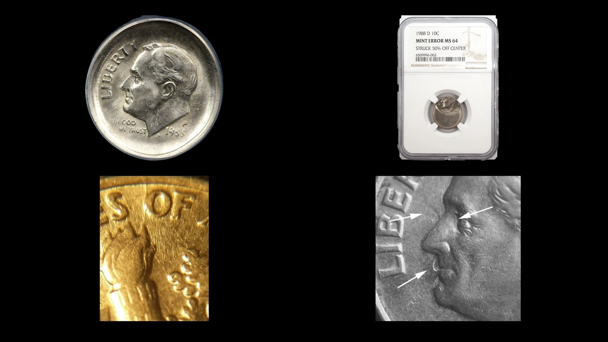 1988 Dime Errors — error coin photographs
