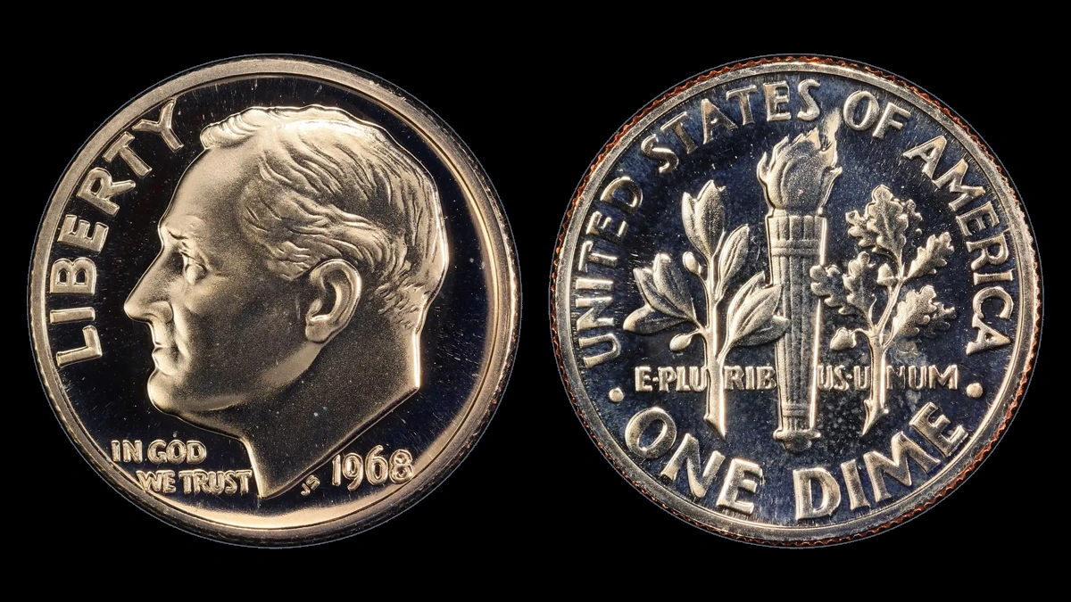 1968 Roosevelt Dime: No S Proof