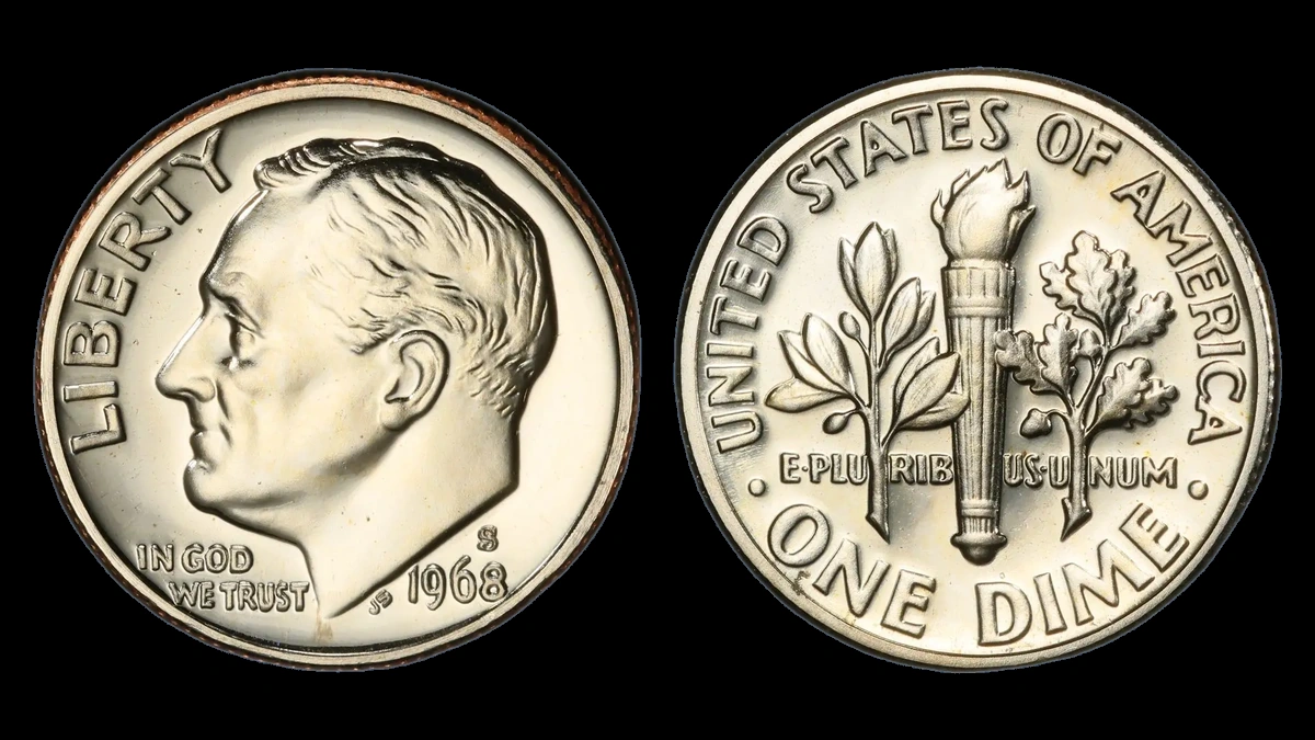 1968 Roosevelt Dime: Repunched Mintmark
